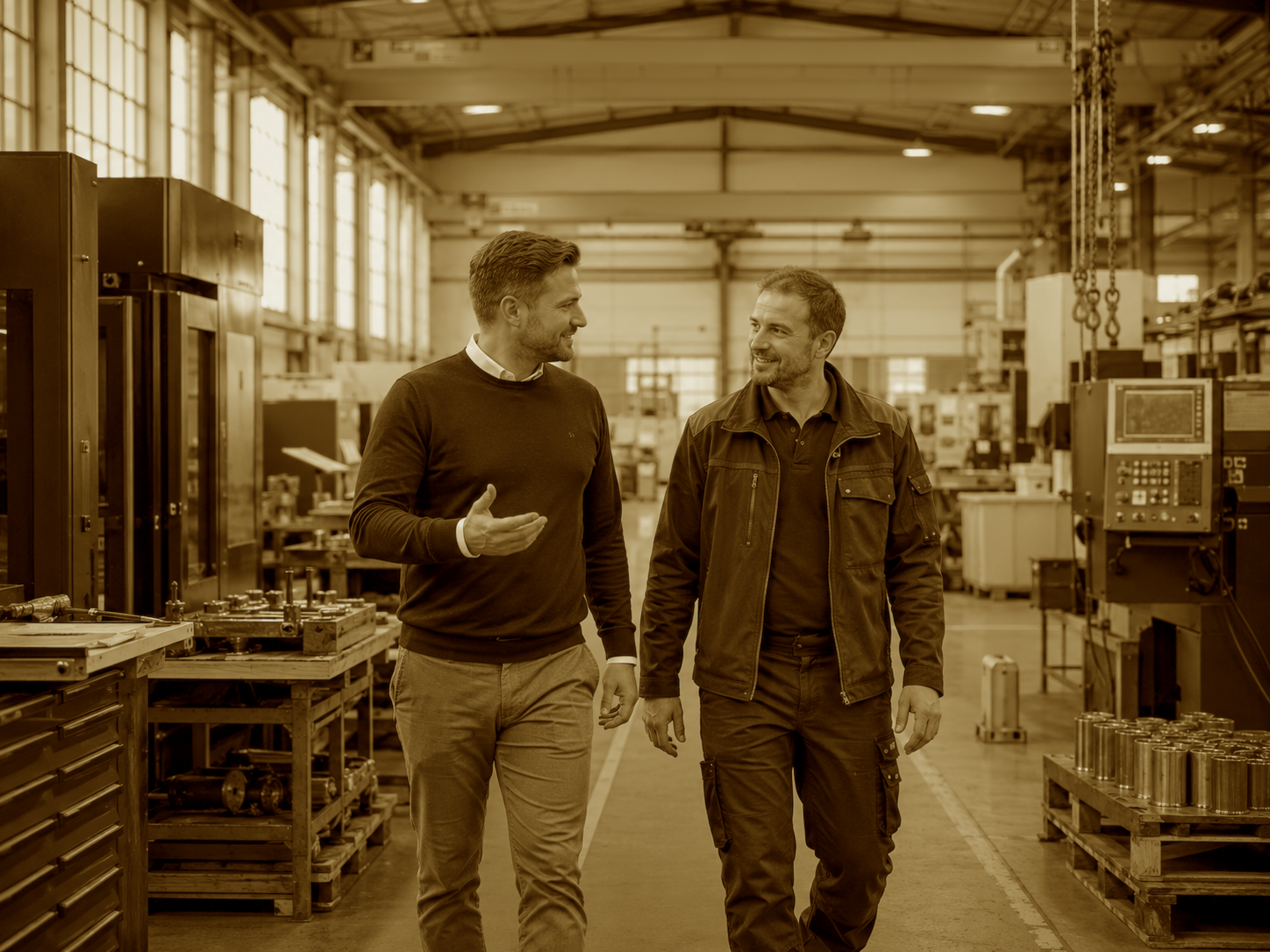 Recruiter en technisch professional in gesprek op de werkvloer